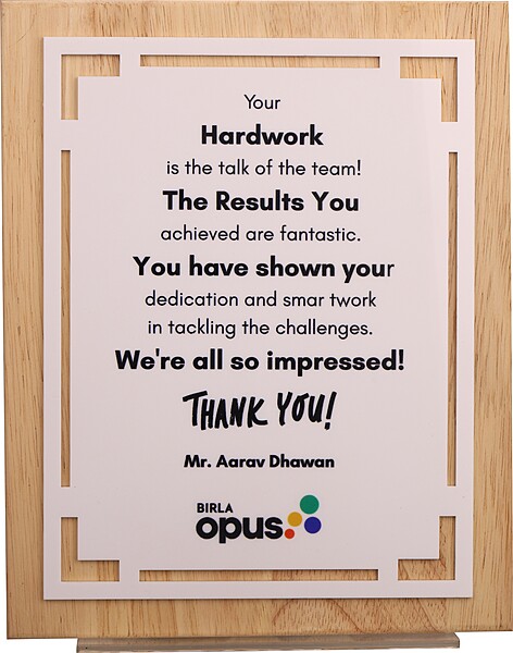 BIRLA OPUS PLAQUES TROPHY