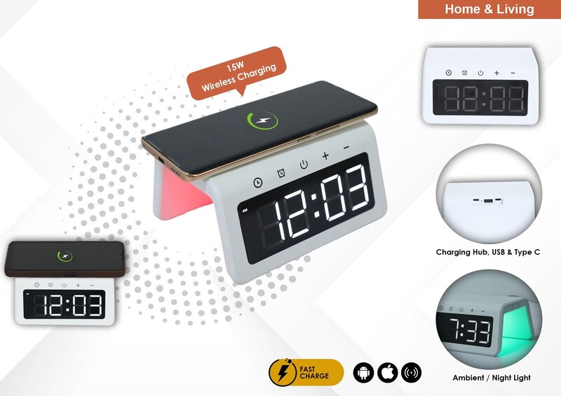 5 IN 1 WIRELESS CHARGER AMBIENT LIGHT LARGE DISPLAY CLOCK ALARM CHARGING HUB 5 IN 1 WIRELESS CHARGER AMBIENT LIGHT LARGE DISPLAY CLOCK ALARM CHARGING HUB