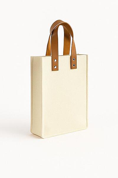 Cream with Tan Handles