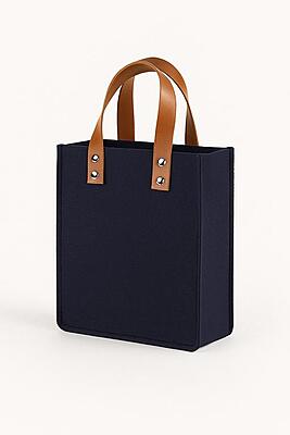 Classic Black with Tan Riveted Handles TOTE BAG