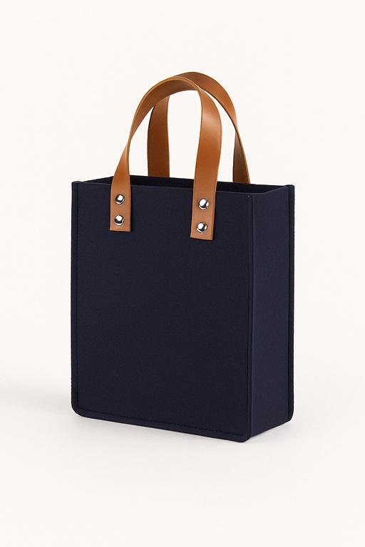 Classic Black with Tan Riveted Handles TOTE BAG