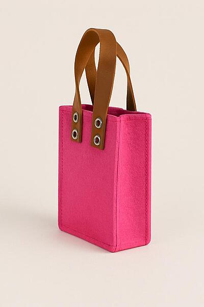 Compact Pink Felt Tote Bag