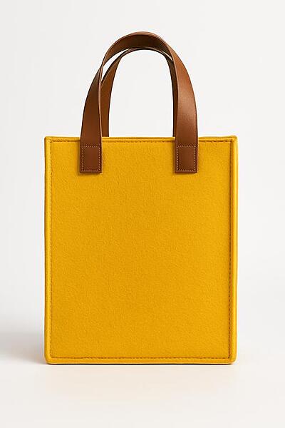 Mustard Yellow with Tan Handles TOTE BAG
