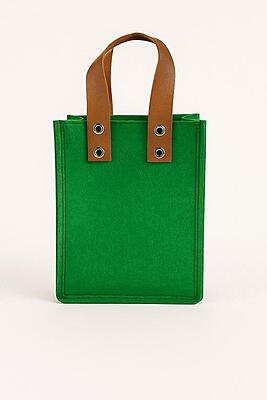 Emerald Green with Riveted Tan Handles TOTE BAG
