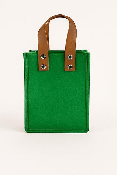 Emerald Green with Riveted Tan Handles TOTE BAG