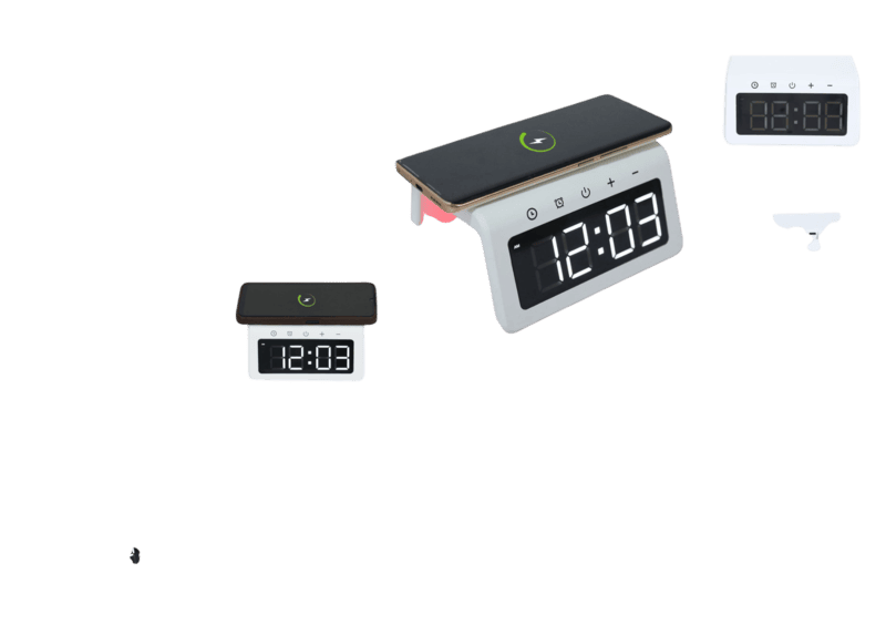 5 IN 1 WIRELESS CHARGER AMBIENT LIGHT LARGE DISPLAY CLOCK ALARM CHARGING HUB