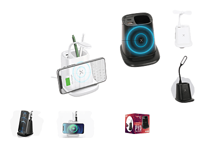 6 IN 1: PEN HOLDER WIRELESS CHARGER USB & TYPE-C OUTPUT USB LIGHT USB FAN MOBILE STAND