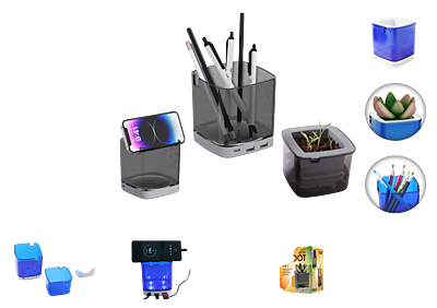 4 IN 1 SELF-WATERING PLANTER CHARGING HUB STATIONERY STAND MOBILE STAND  Groot