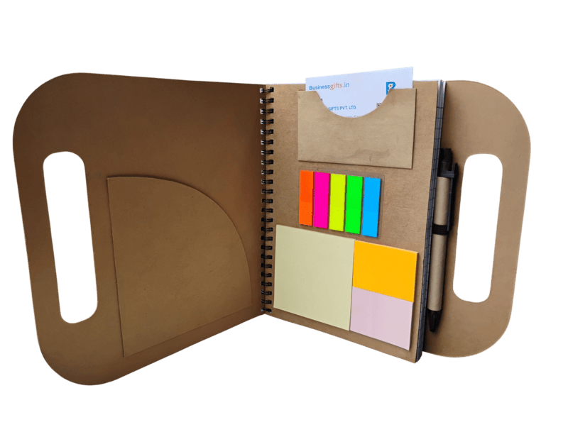 Writing buddy: Diary with pen, wallet, sticky pads and carrying handle Writing buddy: Diary with pen, wallet, sticky pads and carrying handle
