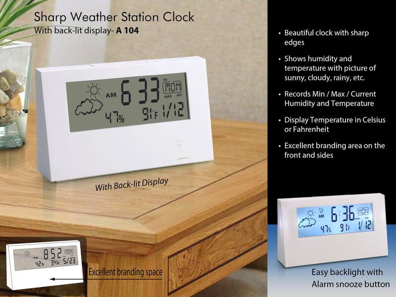 Sharp Weather Station Clock Backlit