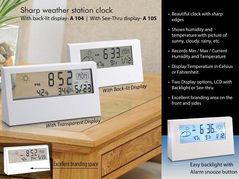 Sharp Weather Station Clock Clear Display