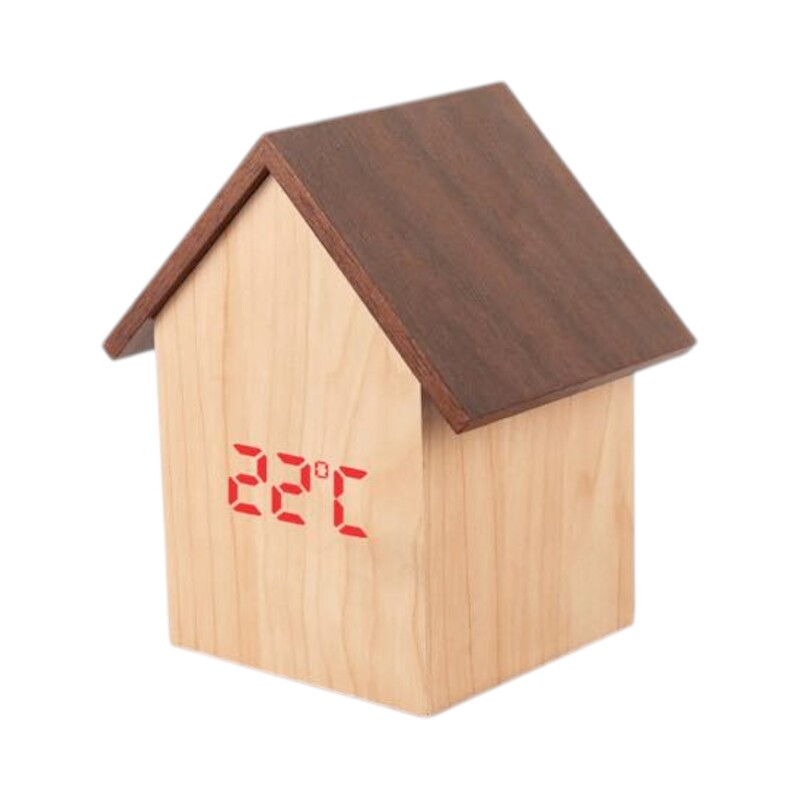 Wooden LED Clock Temperature & Sound Sensor