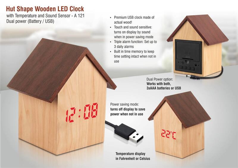 Wooden LED Clock Temperature & Sound Sensor