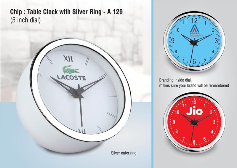 Silver Ring Table Clock 5 Inch Dial