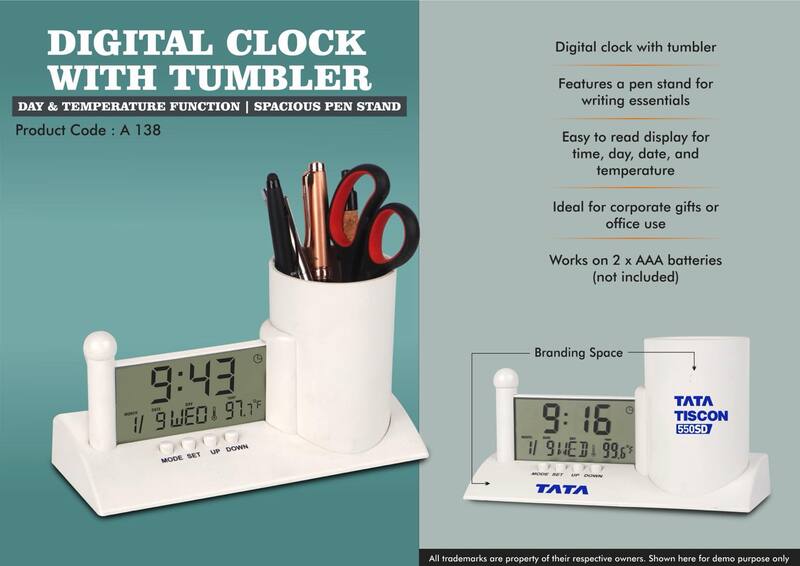 Digital Clock with Tumbler & Pen Stand