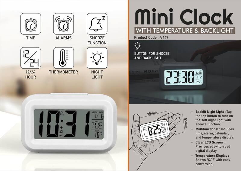 Mini Clock with Temperature & Backlight Mini Clock with Temperature & Backlight