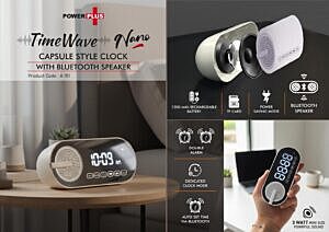 TimeWave Nano: Capsule style clock with Bluetooth speaker 1200 mAh battery