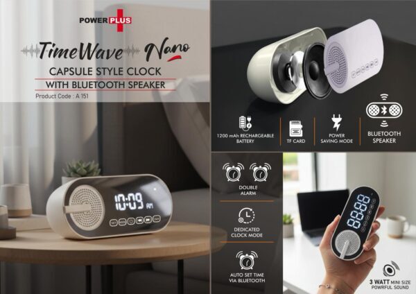 TimeWave Nano: Capsule style clock with Bluetooth speaker TimeWave Nano: Capsule style clock with Bluetooth speaker