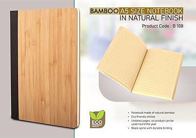 Bamboo A5 size notebook in natural finish | Undated pages