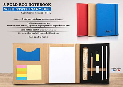 3 fold Eco Notebook with stationary set