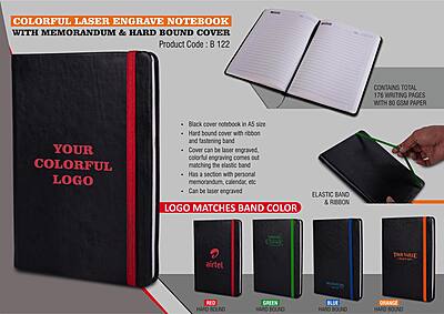 Colorful Laser engrave notebook with Memorandum