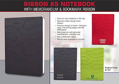 Ribbon A5 Notebook With Memorandum & Bookmark Ribbon