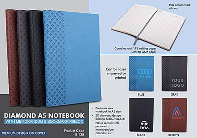 Diamond A5 Notebook With Memorandum & Bookmark Ribbon