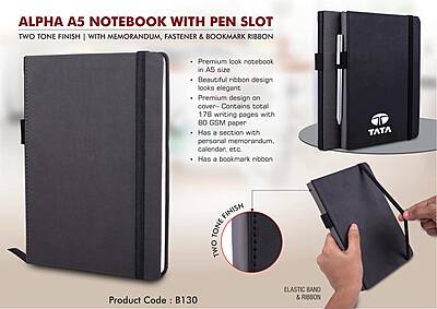 Alpha A5 notebook with Pen Slot |