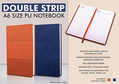 Double strip A6 size PU notebook