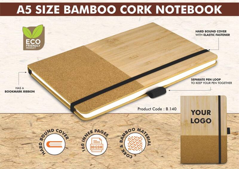 Bamboo cork notebook with Elastic Fastener Bamboo cork notebook with Elastic Fastener