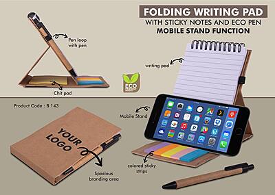 Folding writing pad with Sticky notes and Eco pen