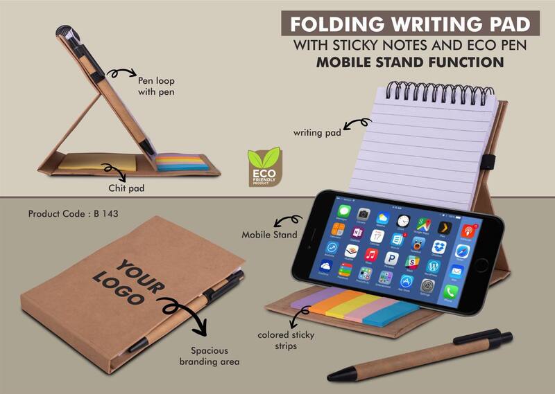 Folding writing pad with Sticky notes and Eco pen Folding writing pad with Sticky notes and Eco pen