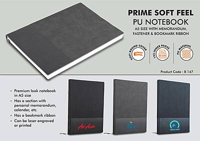 Prime Soft feel PU notebook | A5 size | With memorandum and Bookmark ribbon
