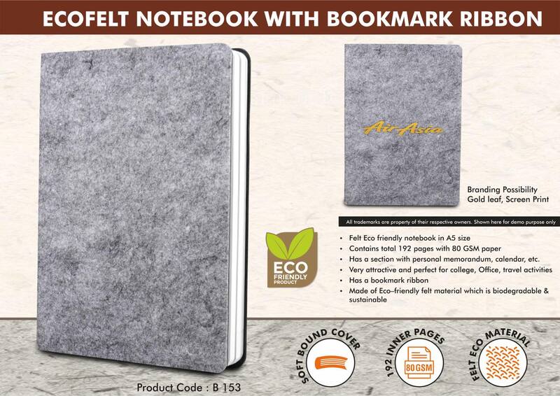 EcoFelt Notebook with bookmark ribbon EcoFelt Notebook with bookmark ribbon