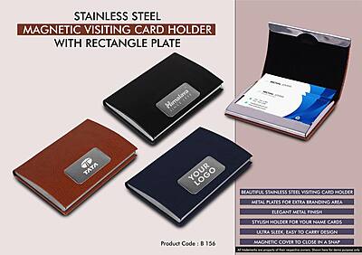 Stainless Steel Magnetic Visiting Card holder with Rectangle Plate