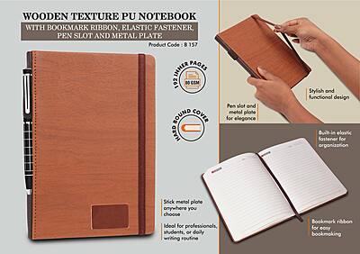Wooden texture PU notebook