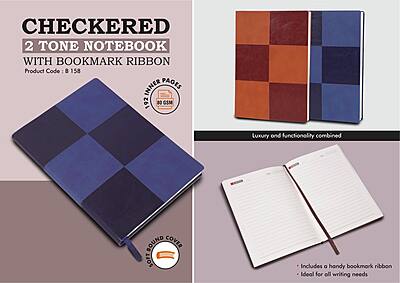 Checkered 2 tone Notebook with bookmark ribbon