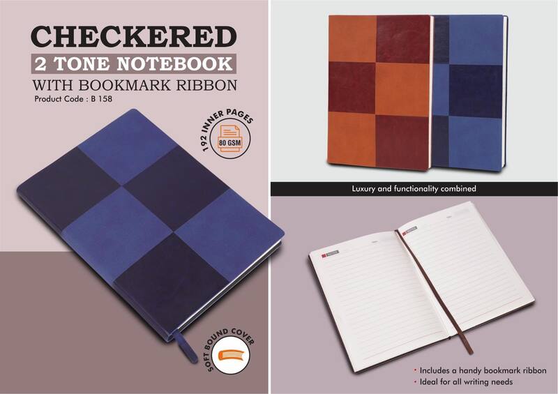 Checkered 2 tone Notebook with bookmark ribbon Checkered 2 tone Notebook with bookmark ribbon