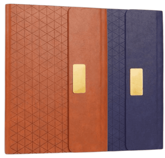 Pyramid 3 fold notebook with Magnetic flap and metal plate Pyramid 3 fold notebook with Magnetic flap and metal plate