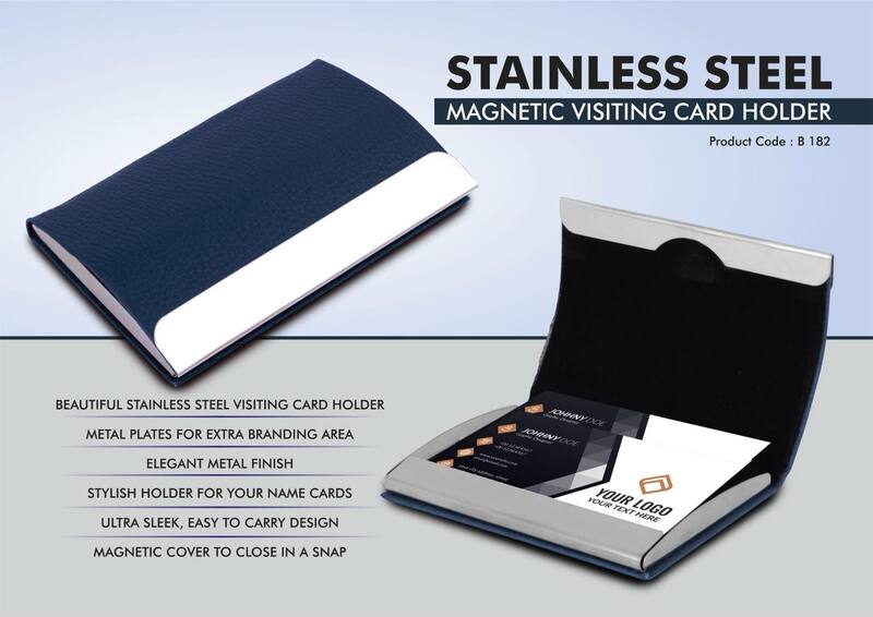 Stainless Steel Magnetic Visiting Card holder- Blue Stainless Steel Magnetic Visiting Card holder- Blue