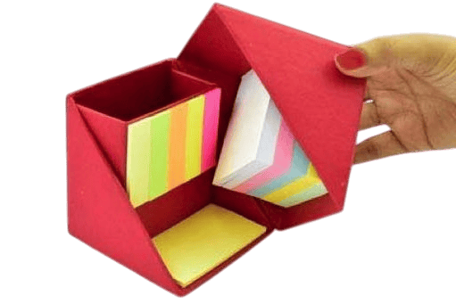 Folding paper cube in color (with memopad and tumbler) Folding paper cube in color (with memopad and tumbler)