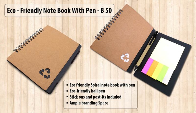 Eco notebook with pen and sticky pads Eco notebook with pen and sticky pads