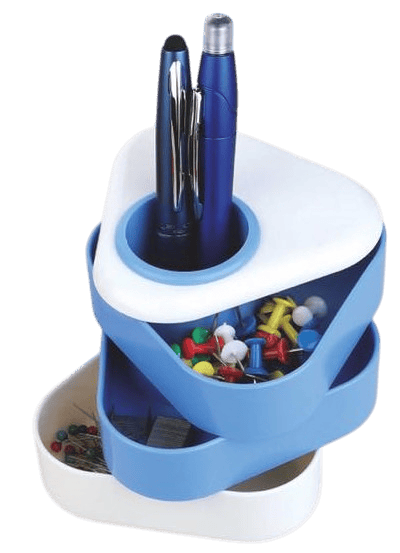 Table triangle: Pen stand with sliding drawers Table triangle: Pen stand with sliding drawers
