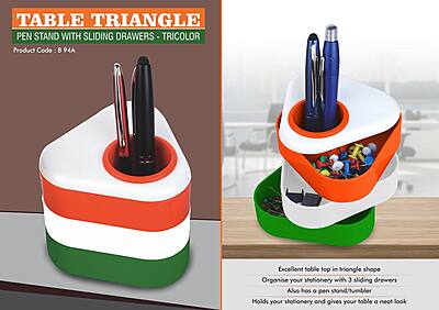 Table triangle: Pen stand with sliding drawers- Tricolor