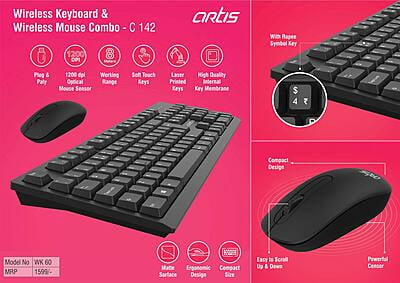 Artis Wireless Keyboard & Wireless Mouse Combo (Wk60)