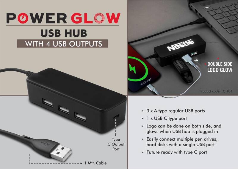 PowerGlow USB hub with 4 USB outputs PowerGlow USB hub with 4 USB outputs