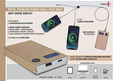 Magic Box Premium Power Bank (10000 Mah) (In-Built Cables) (For All Smartphones)