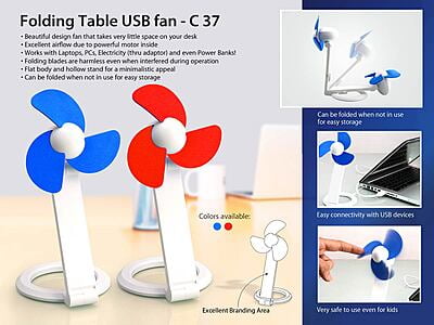 Folding Table Usb Fan With Safety Blades And Usb Cable