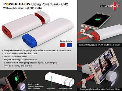 Power Glow Sliding Power Bank With Mobile Stand