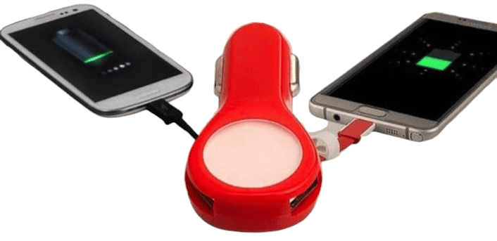 Glow in the dark dual car charger